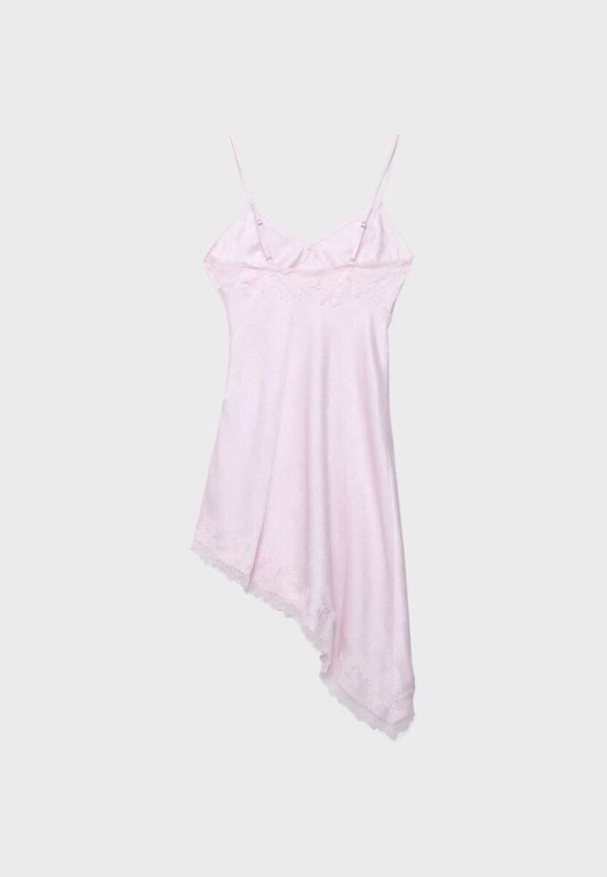 Abito corto asimmetrico in raso