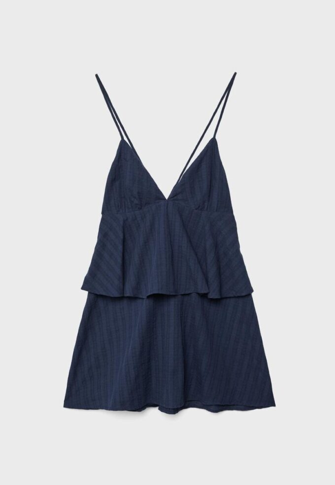 Abito corto con spalline e volant Abito corto con spalline e volant