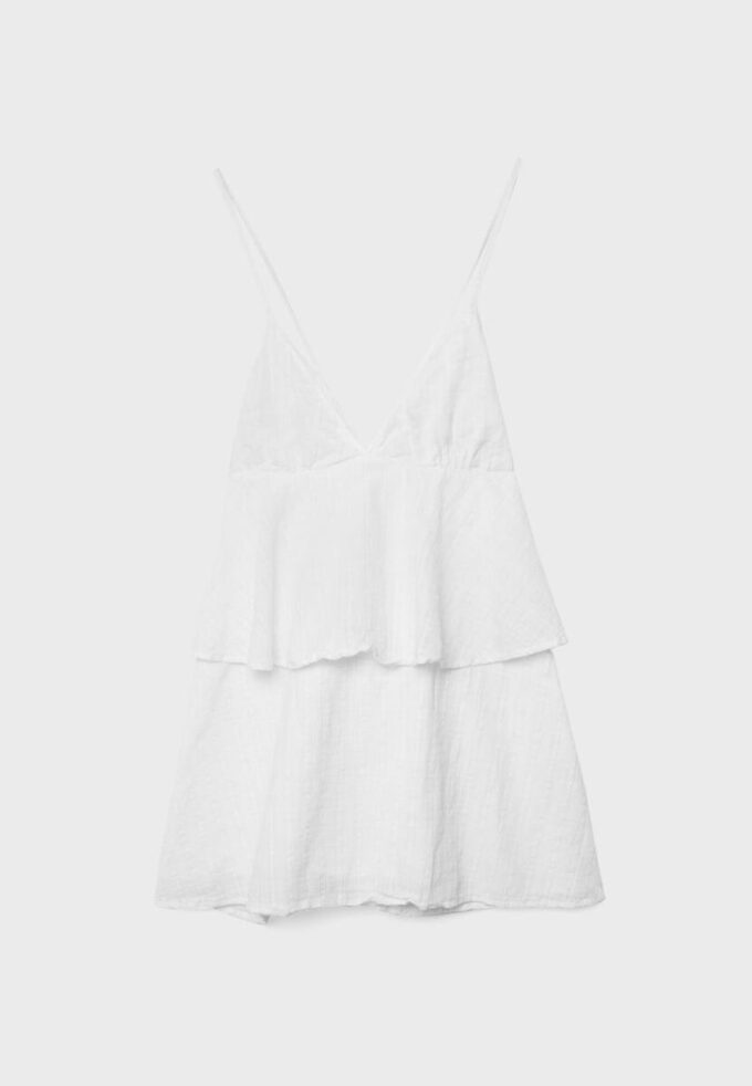 Abito corto con spalline e volant Abito corto con spalline e volant