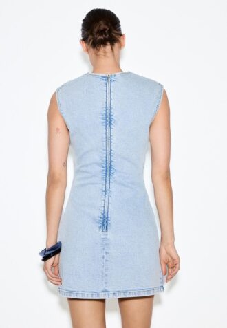 Abito corto in denim con strass