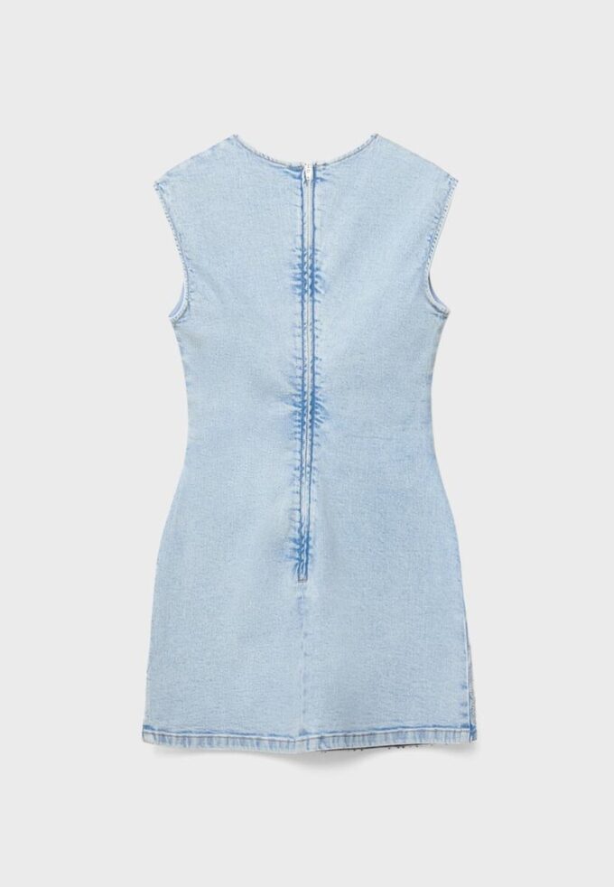 Abito corto in denim con strass