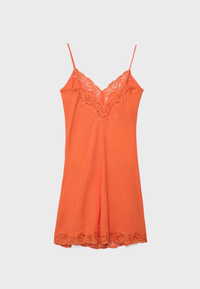 Abito corto in pizzo rustico Abito corto in pizzo rustico