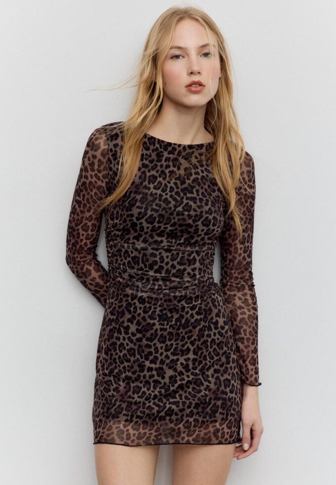 Abito corto in tulle stampato