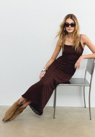 Abito midi con lacci biondi