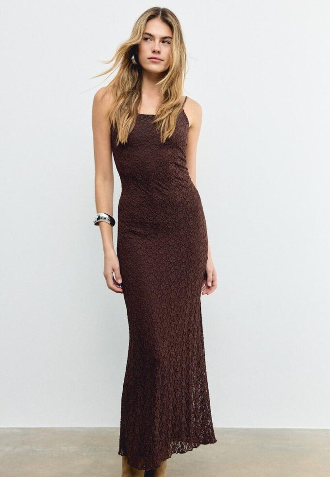 Abito midi con lacci biondi