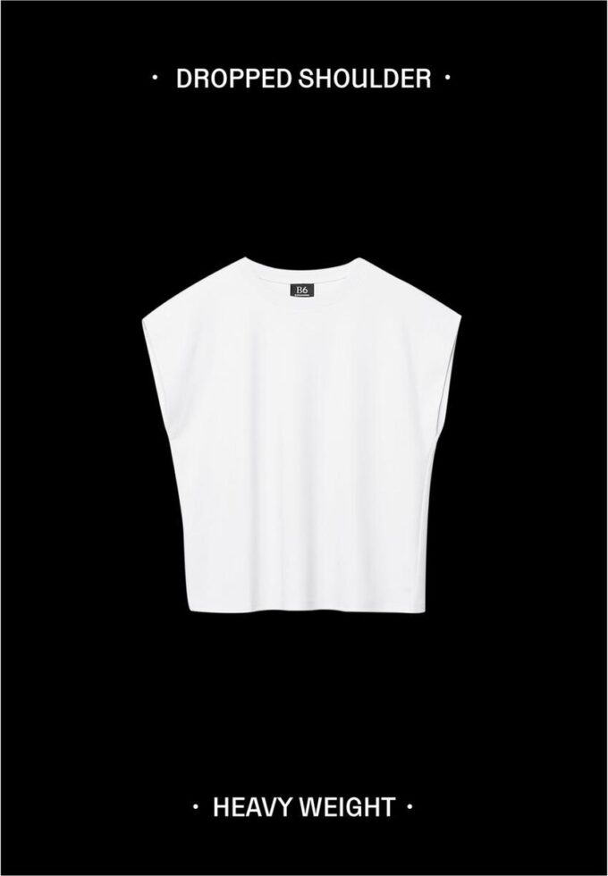 B06 T-shirt basic con spalle scese