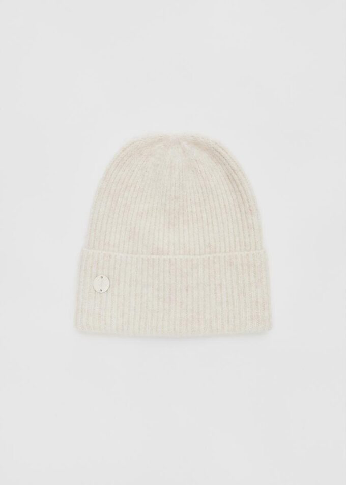 Berretto a coste con placca