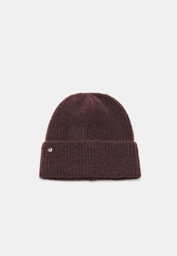 Berretto a coste con placca