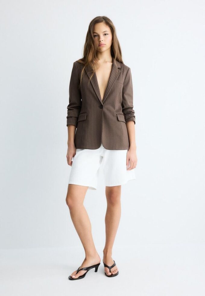 Blazer basic a righe in maglia