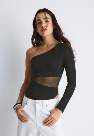 Body asimmetrico con dettagli trasparenti