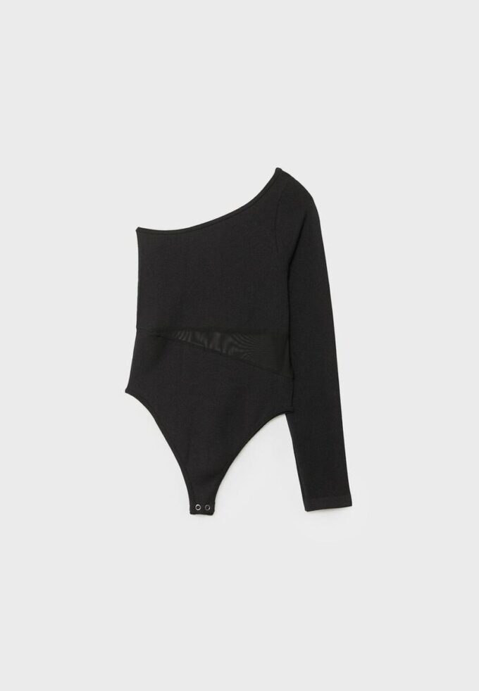 Body asimmetrico con dettagli trasparenti Body asimmetrico con dettagli trasparenti