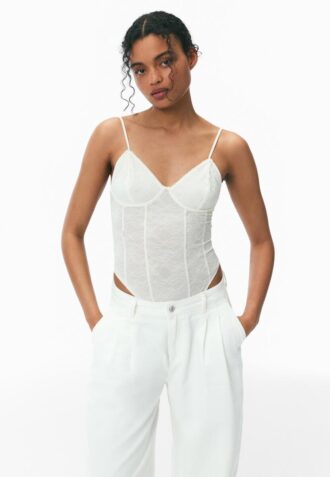 Body in pizzo con spalline