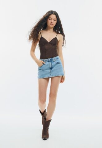 Body in pizzo con spalline