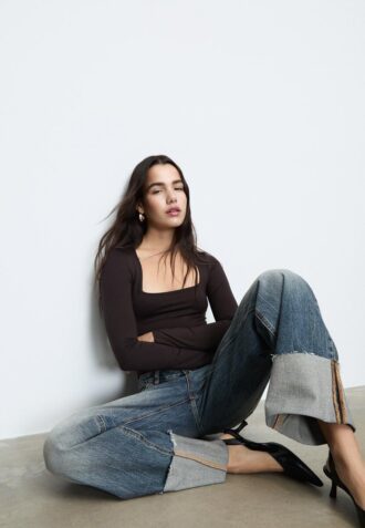 Body in poliammide con scollo quadrato