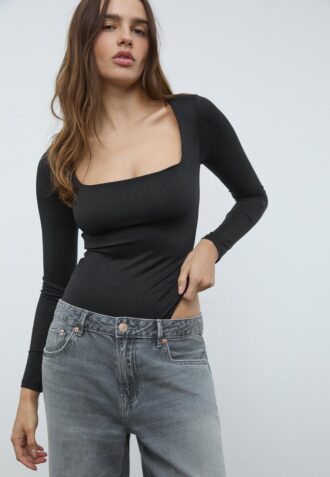 Body in poliammide con scollo quadrato