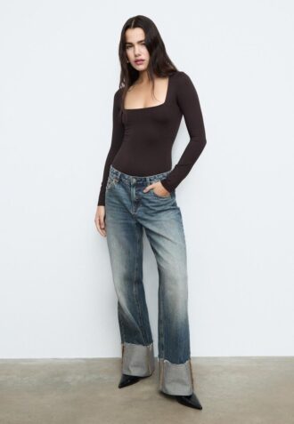 Body in poliammide con scollo quadrato