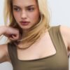 Body in poliammide con scollo quadrato