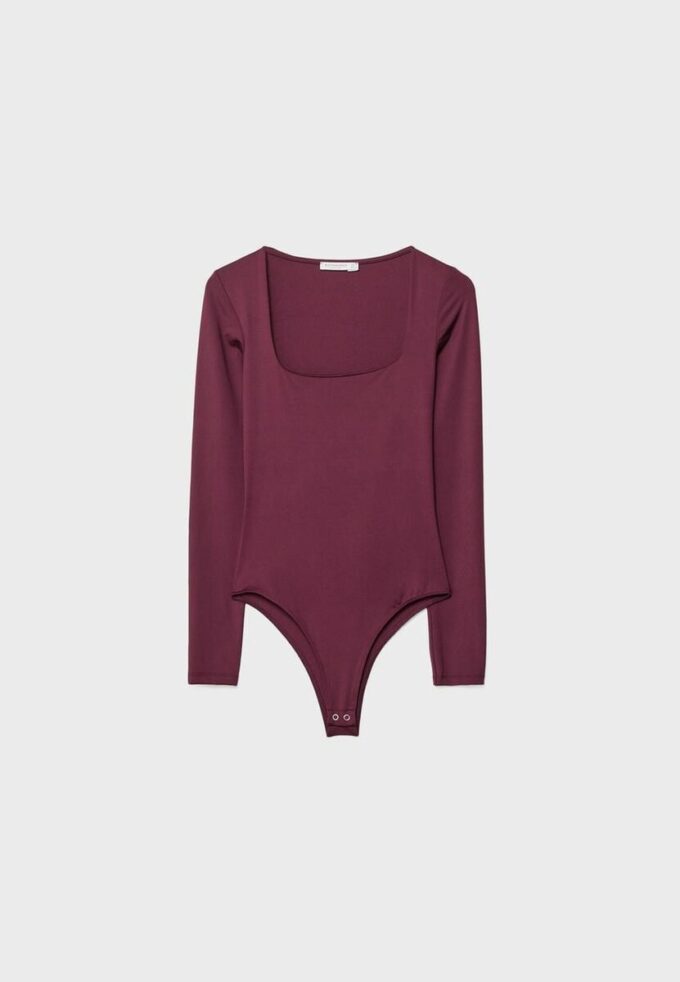 Body in poliammide con scollo quadrato