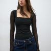 Body in tulle con scollo quadrato