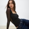 Body in tulle con scollo quadrato