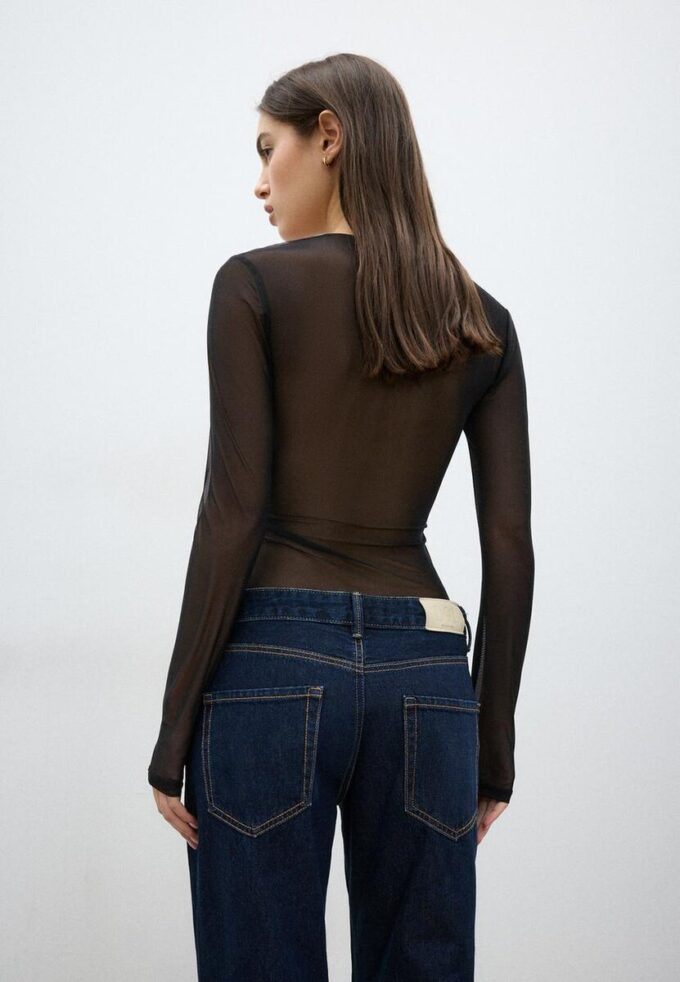 Body in tulle con scollo quadrato