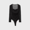 Body in tulle con scollo quadrato