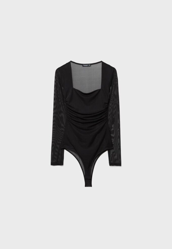 Body in tulle con scollo quadrato