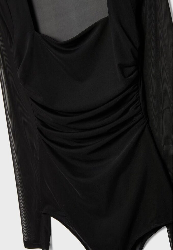 Body in tulle con scollo quadrato