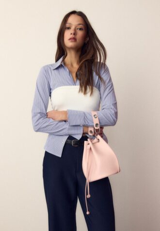 Borsa a secchiello rigida con occhielli