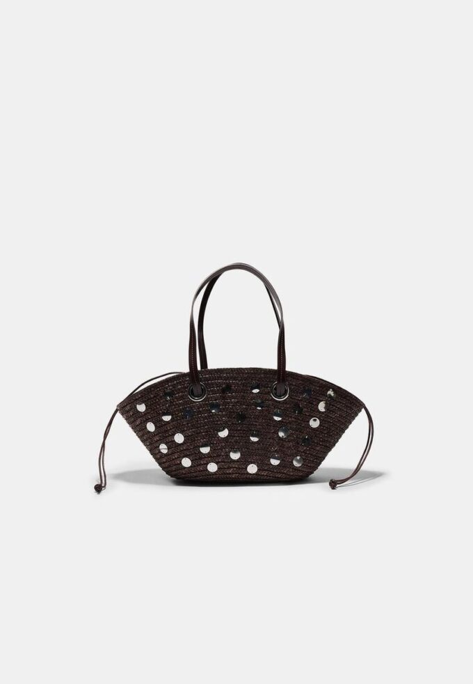 Borsa a tracolla a cestino con paillettes Borsa a tracolla a cestino con paillettes