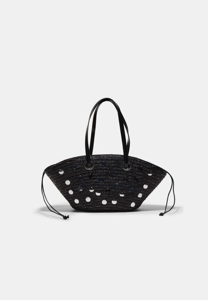 Borsa a tracolla a cestino con paillettes Borsa a tracolla a cestino con paillettes