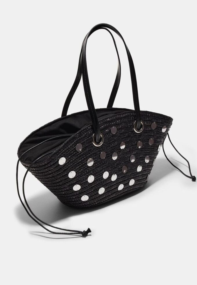 Borsa a tracolla a cestino con paillettes Borsa a tracolla a cestino con paillettes