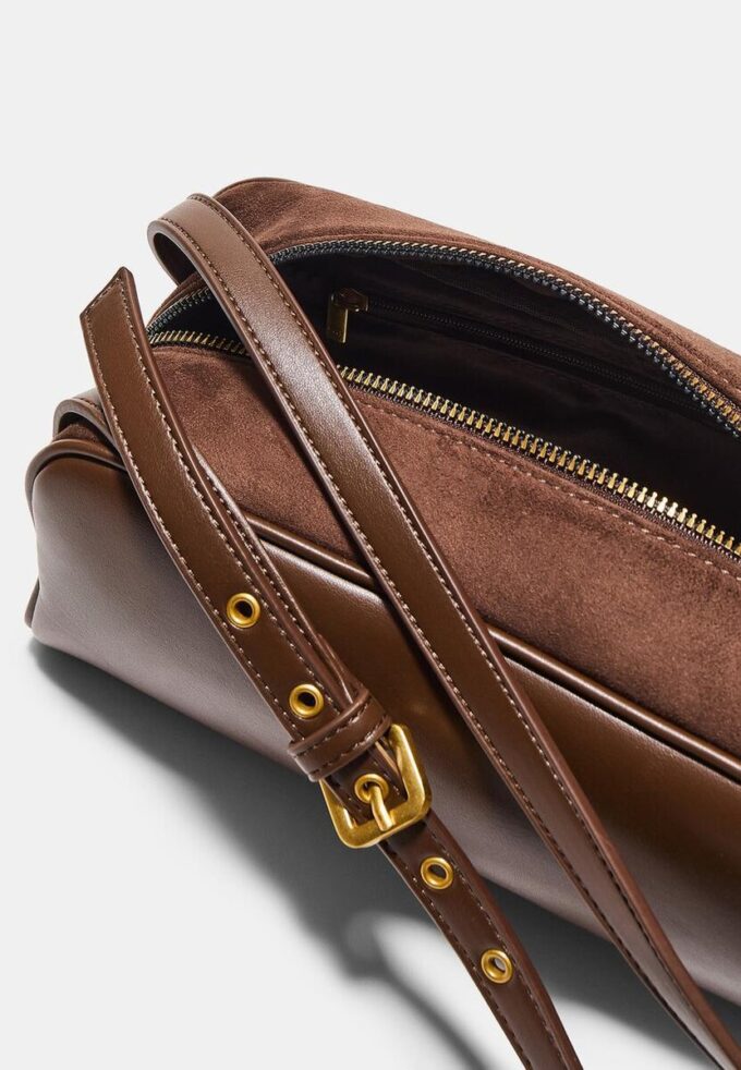 Borsa a tracolla a contrasto con doppio manico