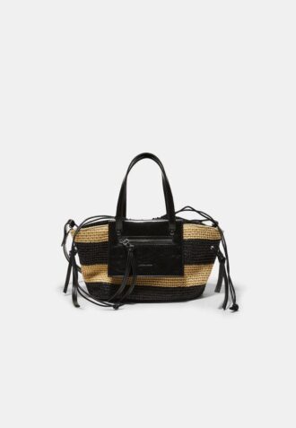 Borsa a tracolla a forma di cestino con effetto all’uncinetto