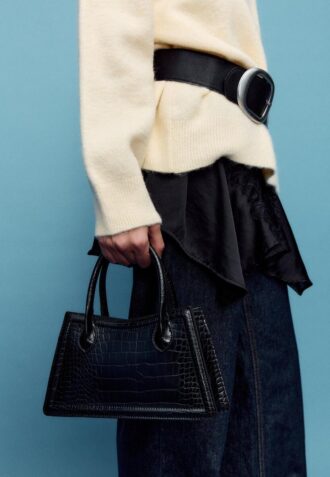 Borsa a tracolla a trapezio con effetto cocco