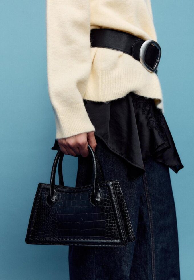 Borsa a tracolla a trapezio con effetto cocco