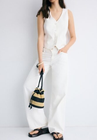 Borsa a tracolla all’uncinetto a contrasto