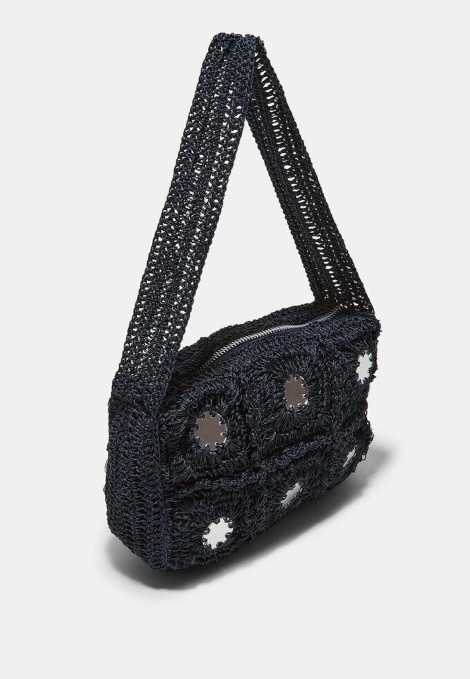 Borsa a tracolla all’uncinetto con specchietti