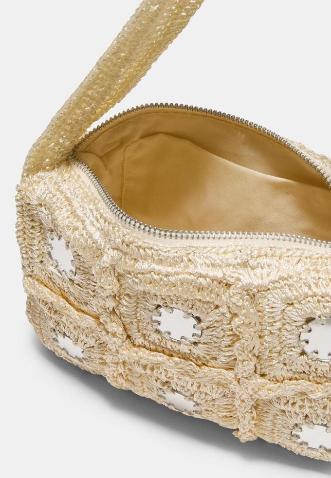 Borsa a tracolla all’uncinetto con specchietti