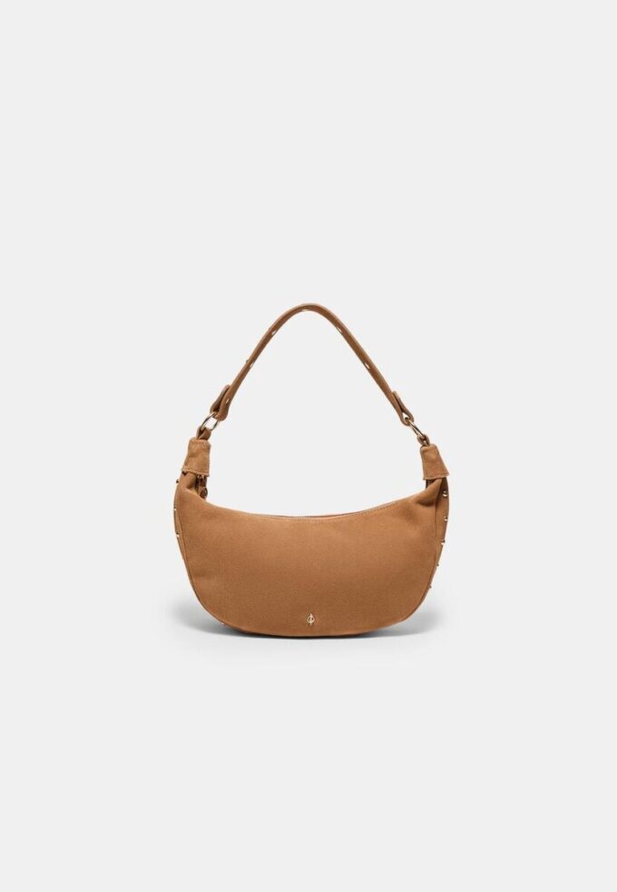 Borsa a tracolla con borchie in pelle al 100%
