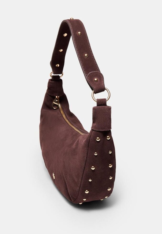 Borsa a tracolla con borchie in pelle al 100%