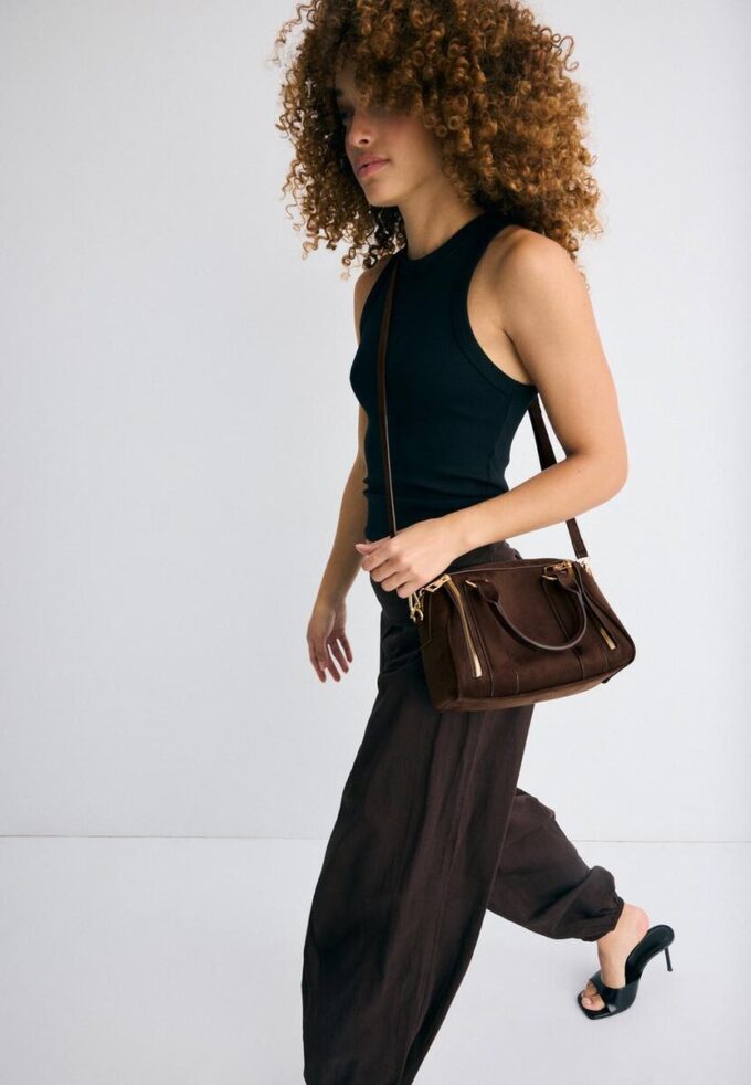 Borsa a tracolla con dettagli in zip