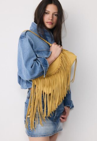 Borsa a tracolla con frange lunghe