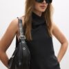 Borsa a tracolla plissettata luccicante