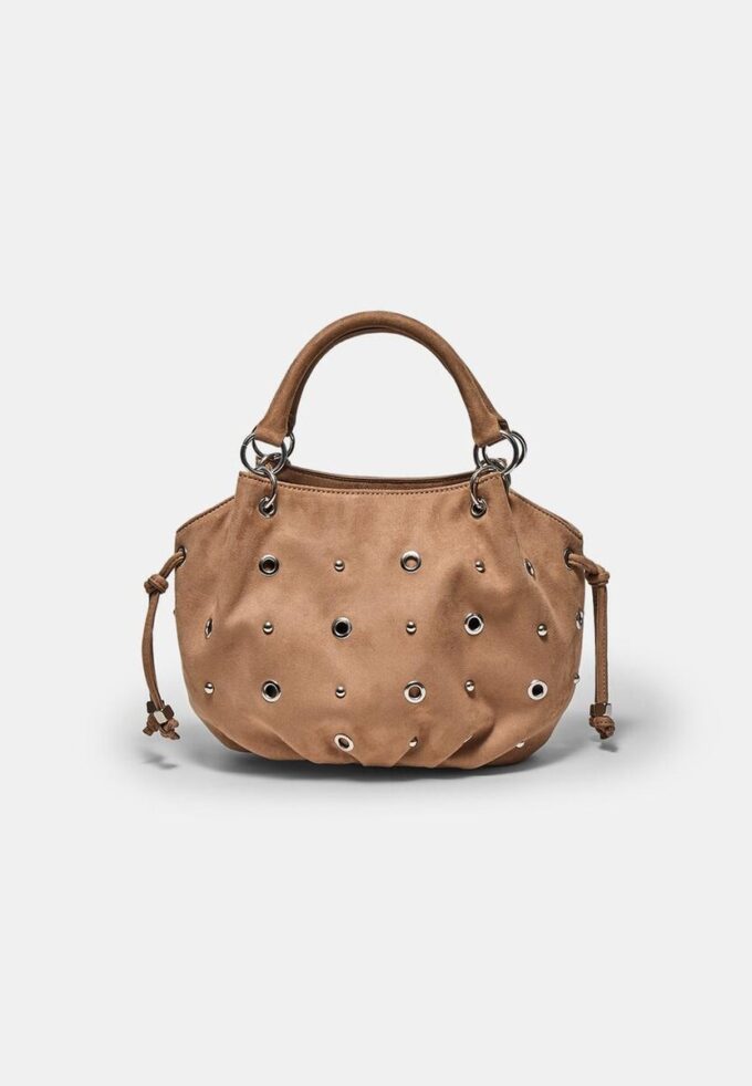 Borsa a tracolla rotonda con dettaglio a occhielli