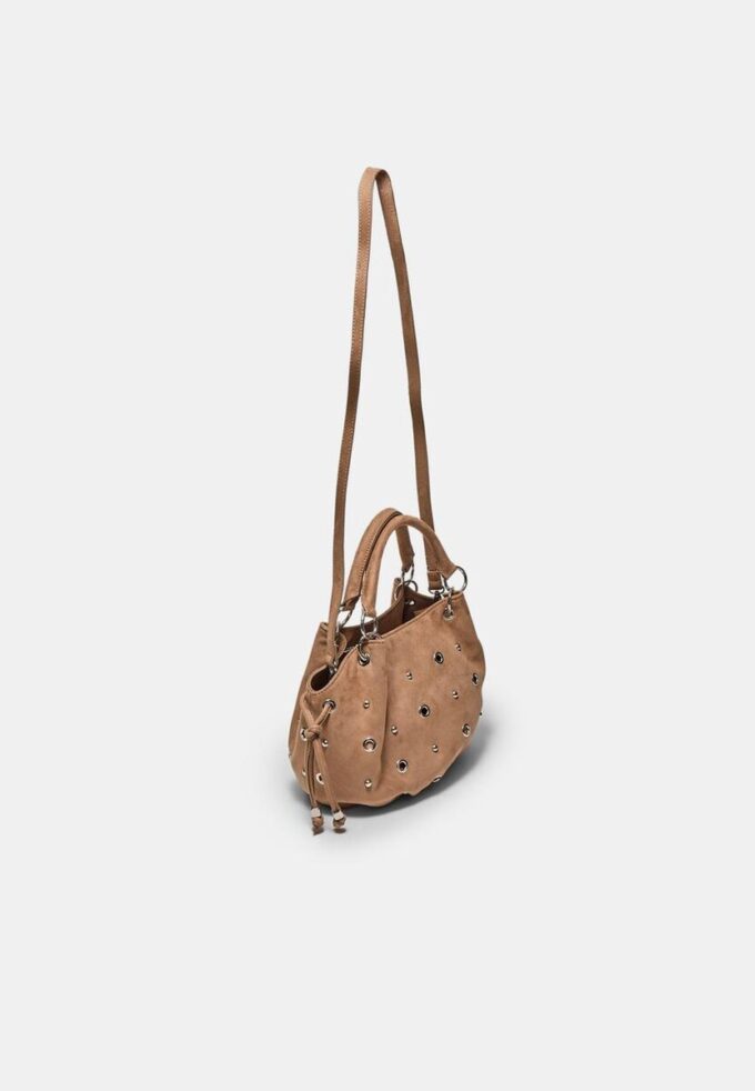 Borsa a tracolla rotonda con dettaglio a occhielli