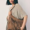 Borsa a tracolla Soft Touch con dettagli in frange