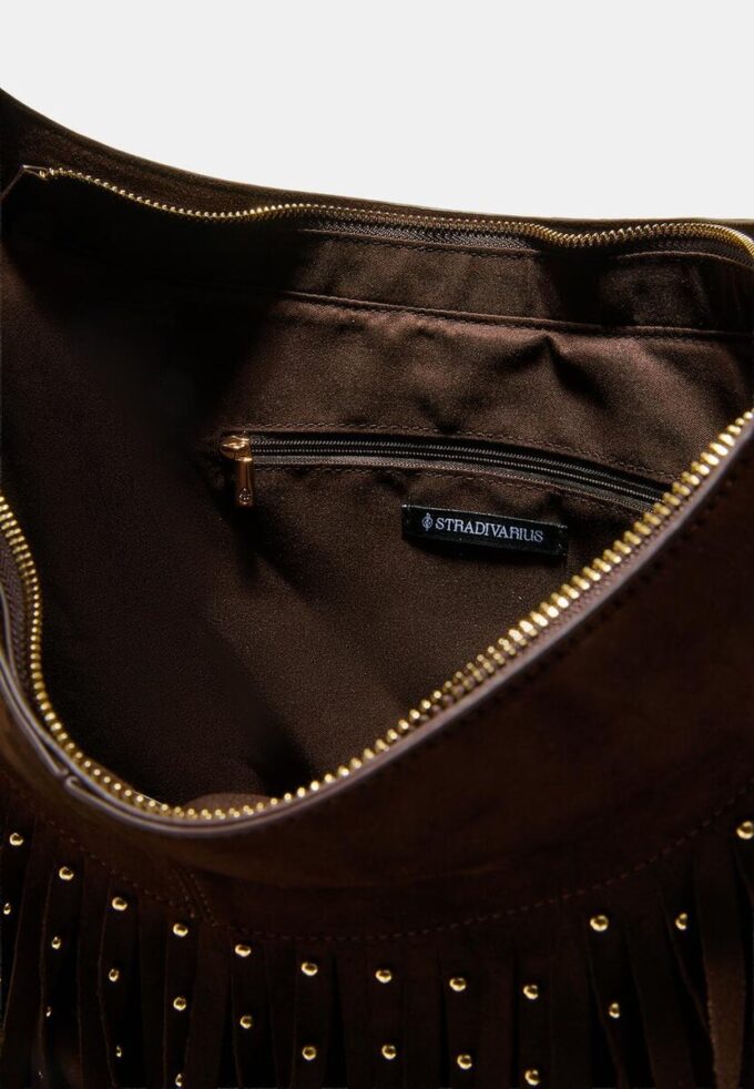 Borsa a tracolla Soft Touch con dettagli in frange