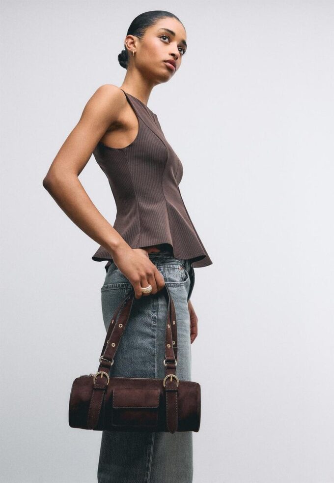 Borsa da bowling con dettagli in metallo