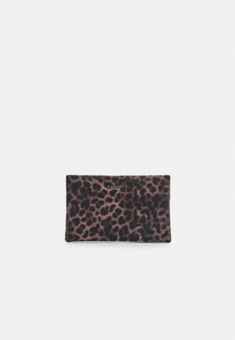 Borsa da toilette con stampa leopardata e cerniera